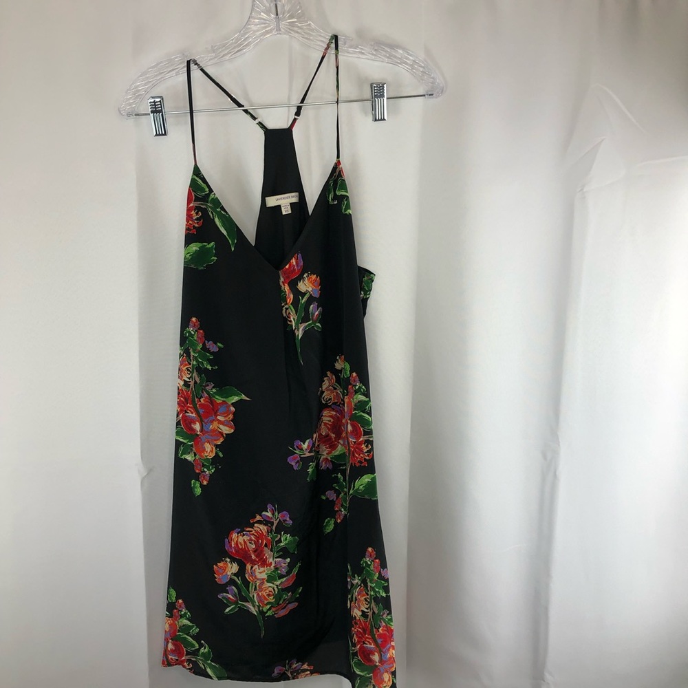 Lavender Brown Silk Black Floral Mini Lingerie Nightie Size Small